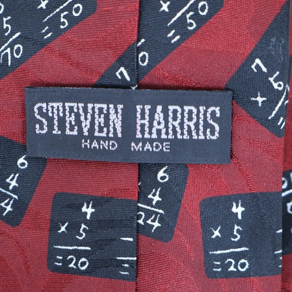 Vintage 90s Steven Harris Math Equations‎ Novelty Tie Mens Red Teacher Professor